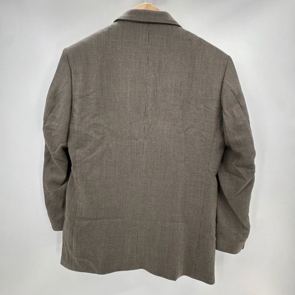 Oscar‎ de la Renta Mens Blazer 44R Gray Micro Houndstooth Two Button Sport Coat